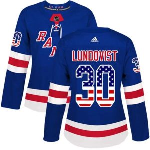 kvinder-NHL-New-York-Rangers-Ishockey-Troeje-Henrik-Lundqvist-30-Blaa-USA-Flag-Fashion-Authentic