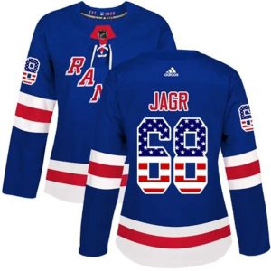 kvinder-NHL-New-York-Rangers-Ishockey-Troeje-Jaromir-Jagr-68-Blaa-USA-Flag-Fashion-Authentic