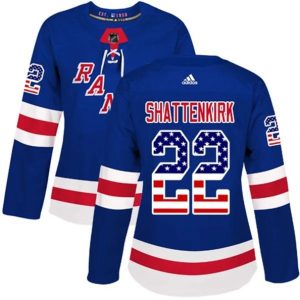 kvinder-NHL-New-York-Rangers-Ishockey-Troeje-Kevin-Shattenkirk-22-Blaa-USA-Flag-Fashion-Authentic
