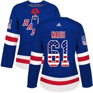 kvinder-NHL-New-York-Rangers-Ishockey-Troeje-Rick-Nash-61-Blaa-USA-Flag-Fashion-Authentic