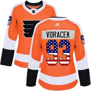 kvinder-NHL-Philadelphia-Flyers-Ishockey-Troeje-Jakub-Voracek-93-Orange-USA-Flag-Fashion-Authentic