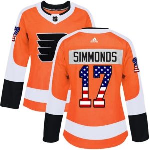 kvinder-NHL-Philadelphia-Flyers-Ishockey-Troeje-Wayne-Simmonds-17-Orange-USA-Flag-Fashion-Authentic