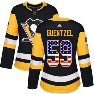kvinder-NHL-Pittsburgh-Penguins-Ishockey-Troeje-Jake-Guentzel-59-Sort-USA-Flag-Fashion-Authentic