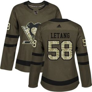 kvinder-NHL-Pittsburgh-Penguins-Ishockey-Troeje-Kris-Letang-58-Camo-Groen-Authentic