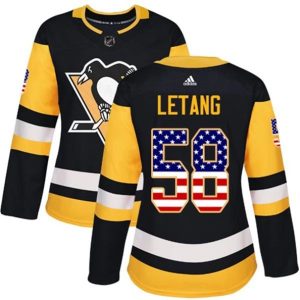 kvinder-NHL-Pittsburgh-Penguins-Ishockey-Troeje-Kris-Letang-58-Sort-USA-Flag-Fashion-Authentic
