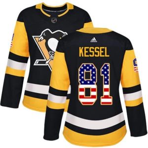 kvinder-NHL-Pittsburgh-Penguins-Ishockey-Troeje-Phil-Kessel-81-Sort-USA-Flag-Fashion-Authentic