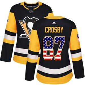 kvinder-NHL-Pittsburgh-Penguins-Ishockey-Troeje-Sidney-Crosby-87-Sort-USA-Flag-Fashion-Authentic