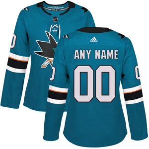 kvinder-NHL-San-Jose-Sharks-Ishockey-Troeje-Custom-Teal-Authentic