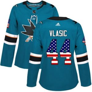 kvinder-NHL-San-Jose-Sharks-Ishockey-Troeje-Marc-Edouard-Vlasic-44-Teal-USA-Flag-Fashion-Authentic