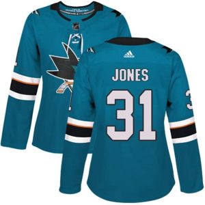 kvinder-NHL-San-Jose-Sharks-Ishockey-Troeje-Martin-Jones-31-Teal-Authentic