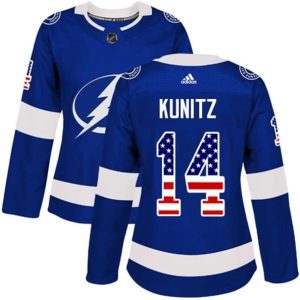 kvinder-NHL-Tampa-Bay-Lightning-Ishockey-Troeje-Chris-Kunitz-14-Blaa-USA-Flag-Fashion-Authentic