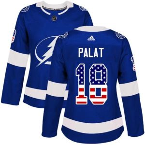 kvinder-NHL-Tampa-Bay-Lightning-Ishockey-Troeje-Ondrej-Palat-18-Blaa-USA-Flag-Fashion-Authentic