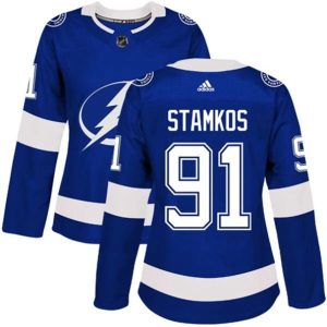 kvinder-NHL-Tampa-Bay-Lightning-Ishockey-Troeje-Steven-Stamkos-91-Blaa-Authentic