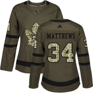 kvinder-NHL-Toronto-Maple-Leafs-Ishockey-Troeje-Auston-Matthews-34-Camo-Groen-Authentic
