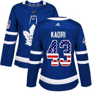 kvinder-NHL-Toronto-Maple-Leafs-Ishockey-Troeje-Nazem-Kadri-43-Blaa-USA-Flag-Fashion-Authentic