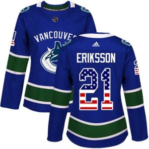 kvinder-NHL-Vancouver-Canucks-Ishockey-Troeje-Loui-Eriksson-21-Blaa-USA-Flag-Fashion-Authentic