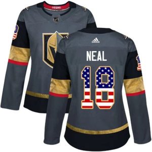 kvinder-NHL-Vegas-Golden-Knights-Ishockey-Troeje-James-Neal-18-Graa-USA-Flag-Fashion-Authentic