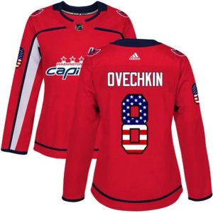 kvinder-NHL-Washington-Capitals-Ishockey-Troeje-Alex-Ovechkin-8-Roed-USA-Flag-Fashion-Authentic