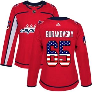 kvinder-NHL-Washington-Capitals-Ishockey-Troeje-Andre-Burakovsky-65-Roed-USA-Flag-Fashion-Authentic