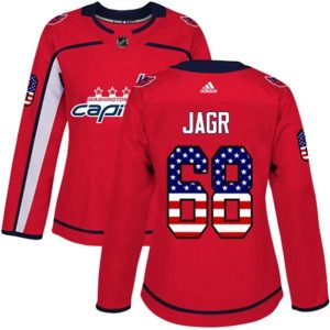 kvinder-NHL-Washington-Capitals-Ishockey-Troeje-Jaromir-Jagr-68-Roed-USA-Flag-Fashion-Authentic