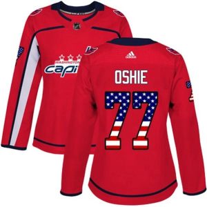 kvinder-NHL-Washington-Capitals-Ishockey-Troeje-T.J.-Oshie-77-Roed-USA-Flag-Fashion-Authentic